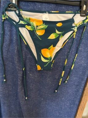 Teal Citrus String Bikini Bottoms